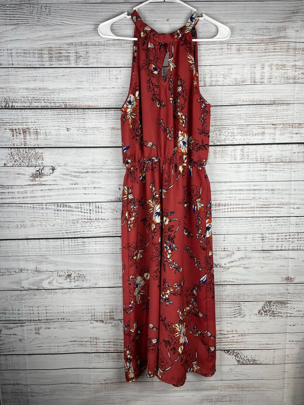 As U Wish High Neck Sleeveless Jumpsuit Wide Leg Small Boho Wedding Floral Beach